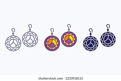 Earring line and glyph icon, vector illustration