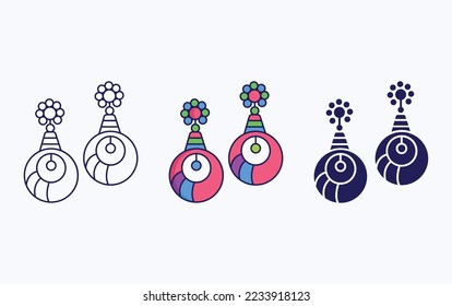 Earring line and glyph icon, vector illustration