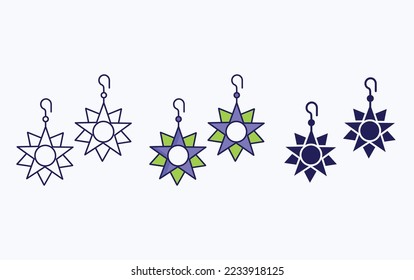 Earring line and glyph icon, vector illustration