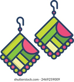 earring linear color vector illustration