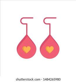 Earring, Love, Heart  Flat Color Icon. Vector icon banner Template. Vector Icon Template background