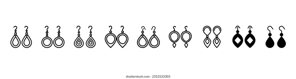 Earring outline vector icon. Thin line black earring icon, Drop Earrings icon. Simple element from Jewelry collection. Pearl earrings icon. pearl earrings vector icons, earrings icons or logo