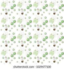 Earring pattern seamless in simple style vector illustration. Pair of earrings with pearls pattern seamless background in flat style repeat vector illustration. Jewelry items seamless light background