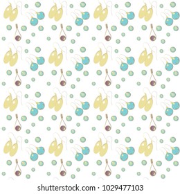 Earring pattern seamless in simple style vector illustration. Pair of earrings with pearls pattern seamless background in flat style repeat vector illustration. Jewelry items seamless light background