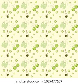 Earring pattern seamless in simple style vector illustration. Pair of earrings with pearls pattern seamless background in flat style repeat vector illustration. Jewelry items seamless light background