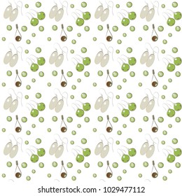 Earring pattern seamless in simple style vector illustration. Pair of earrings with pearls pattern seamless background in flat style repeat vector illustration. Jewelry items seamless light background