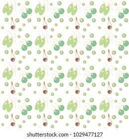 Earring pattern seamless in simple style vector illustration. Pair of earrings with pearls pattern seamless background in flat style repeat vector illustration. Jewelry items seamless light background