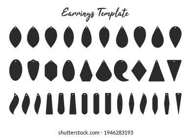 Earring shape template Black shadow of earrings with circular hoops for cut out handmade earrings.