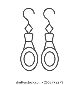 Ícone fino Earring Tassels, vetor, pixel perfect, arquivo ilustrador 