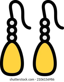 earring vector color line icon