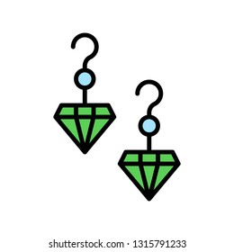 Earring vector icon, filled design editable outline