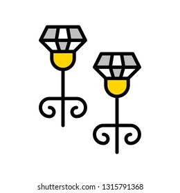 Earring vector icon, filled design editable outline
