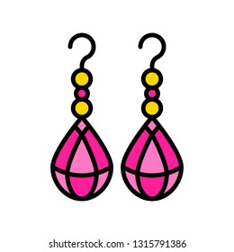 Earring vector icon, filled design editable outline