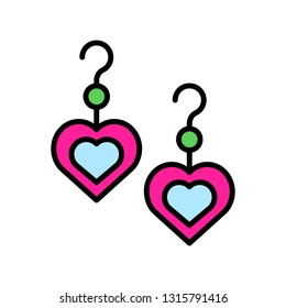 Earring vector icon, filled design editable outline