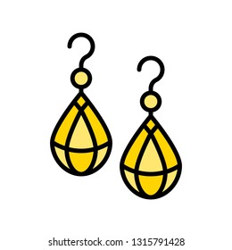 Earring vector icon, filled design editable outline