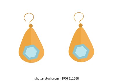 Earring Vector Illustration with Hexagon