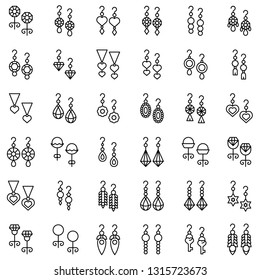 Earring vector illustration set, line design icon