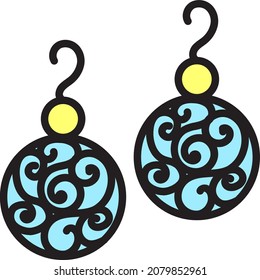 Earring woman jewellery vintage accessory vector svg