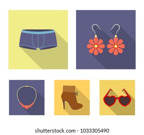 Earrings, bijouterie, clothes, fashion and other clothes. Clothes set collection icons in flat style vector symbol stock illustration web.