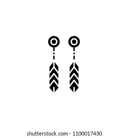 Earrings black icon concept. Earrings flat  vector symbol, sign, illustration.