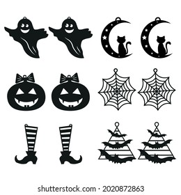 Earrings black pattern decor for Halloween, vector illustration