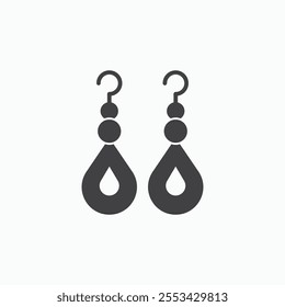 Earrings black solid vecor icon