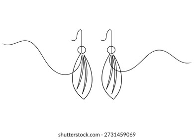 Earrings continuous one line art style for modern fashion branding