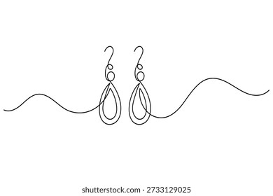 Brincos contínuo de uma linha de desenho de joias elegantes para moda de luxo e beleza branding