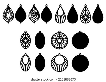 Earrings cutting template set of acrylic and wooden jewelry. Templates for laser cutting machines svg