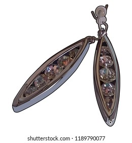 Earrings with diamonds. Vector illustration