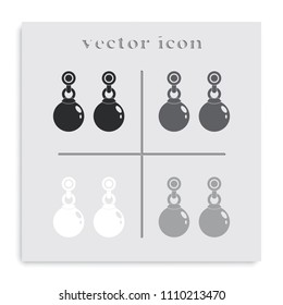 Earrings flat black and white vector icon.