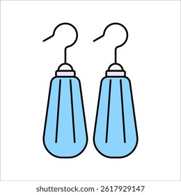 Earrings Flat design style, blue dangling earrings, representing jewelry and fashion, perfect for accessory or fashion-focused designs.