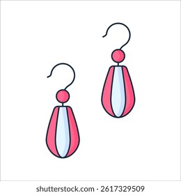 Earrings Flat design style, pink and white hanging earrings set, perfect for jewelry catalogs beauty blogs and accessory promotions