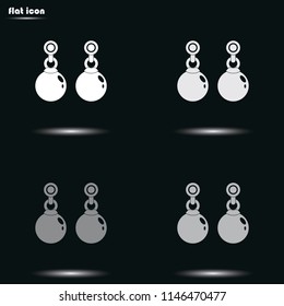 Earrings flat grayscale vector icon.