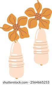 Earrings with floral design vector illustration