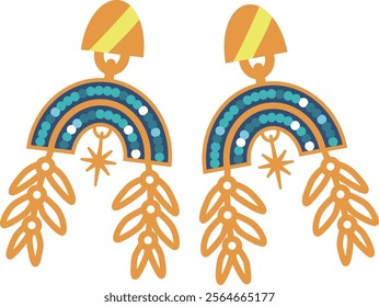 Earrings gemstones precious vector illustration