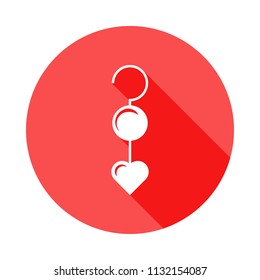 earrings with heart icon in Flat, Long shadow