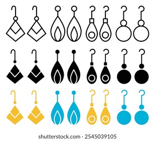 Earrings icon in black and colored versions.