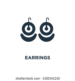 Earrings icon. Black filled vector illustration. Earrings symbol on white background. Can be used in web and mobile.