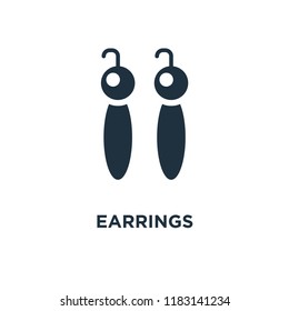 Earrings icon. Black filled vector illustration. Earrings symbol on white background. Can be used in web and mobile.