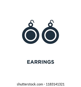 Earrings icon. Black filled vector illustration. Earrings symbol on white background. Can be used in web and mobile.