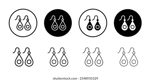 Earrings icon Black and white outline vector