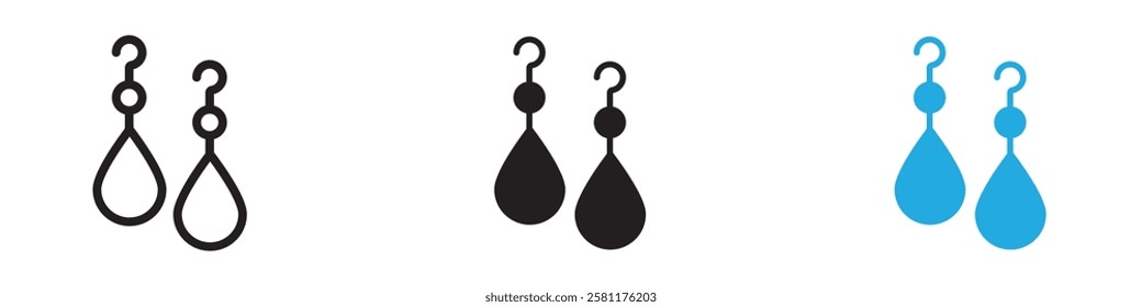 Earrings icon black white vector outline