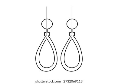 Earrings icon in continuous one line art style for minimal jewelry and fashion design