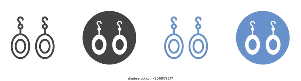 Earrings icon flat line symbol set.