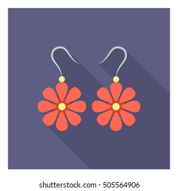 Earrings icon in flat style isolated on white background. Clothes symbol vector illustration.