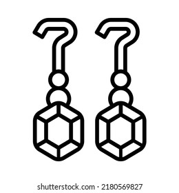 Earrings Icon. Line Art Style Design Isolated On White Background