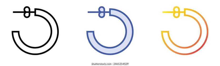 earrings icon. Linear, Blue Fill and Gradient Style Design Isolated On White Background