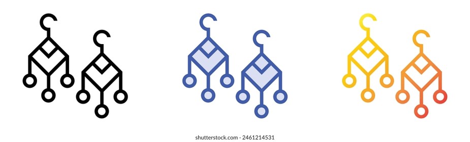 earrings icon. Linear, Blue Fill and Gradient Style Design Isolated On White Background