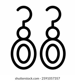 Earrings icon with a minimalist design. Black and white vector illustration, perfect for jewelry, fashion, and accessory themes.